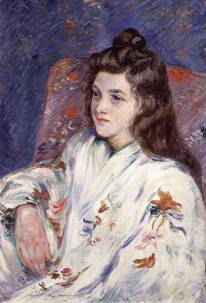 Armand Guillaumin - Portrait of Mlle. Guillaumin in a kimono, 1901