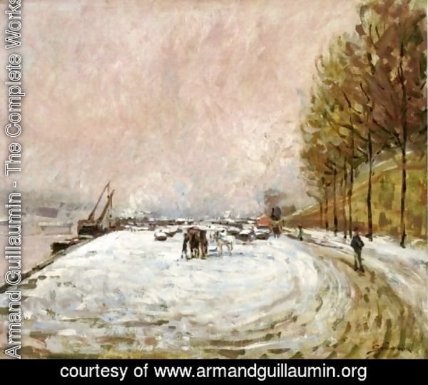 Armand Guillaumin - Quai Saint Bernard in the Snow
