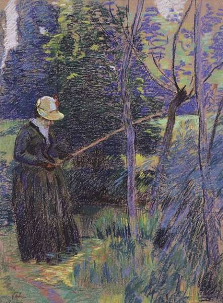 Madame Guillaumin fishing, c.1894 by Armand Guillaumin