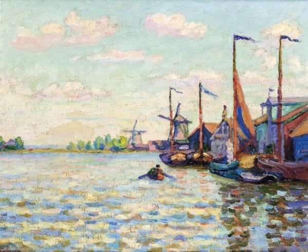 Moulins A Vent Sur Le Canal En Hollande by Armand Guillaumin