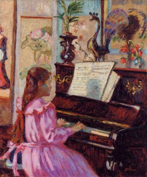 Young Girl At The Piano by Armand Guillaumin