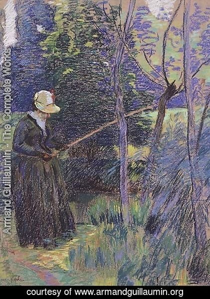 Armand Guillaumin - Madame Guillaumin fishing, c.1894